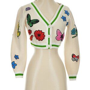 Alice + Olivia Arlen Cropped V-Neck Cardigan